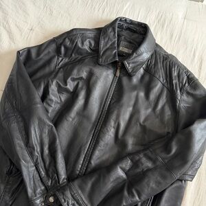 Vintage Robert Comstock Leather Jacket Minimalist Casual Black Size 44L